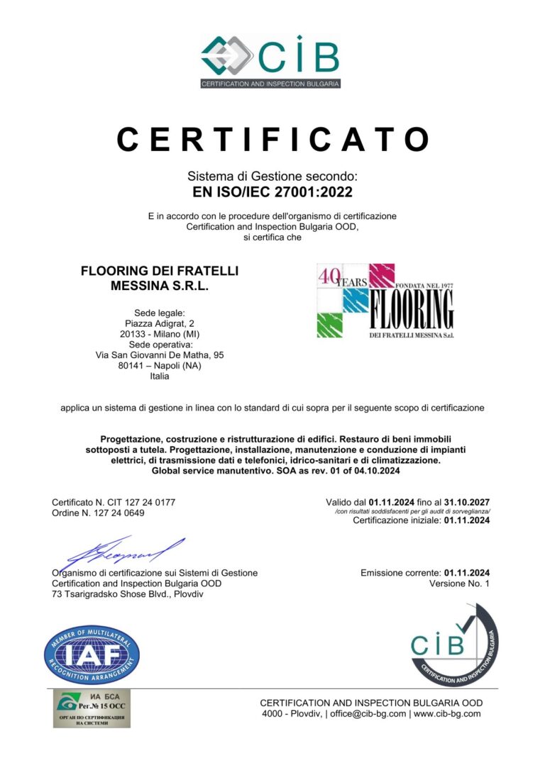 Certificato ISO 27001